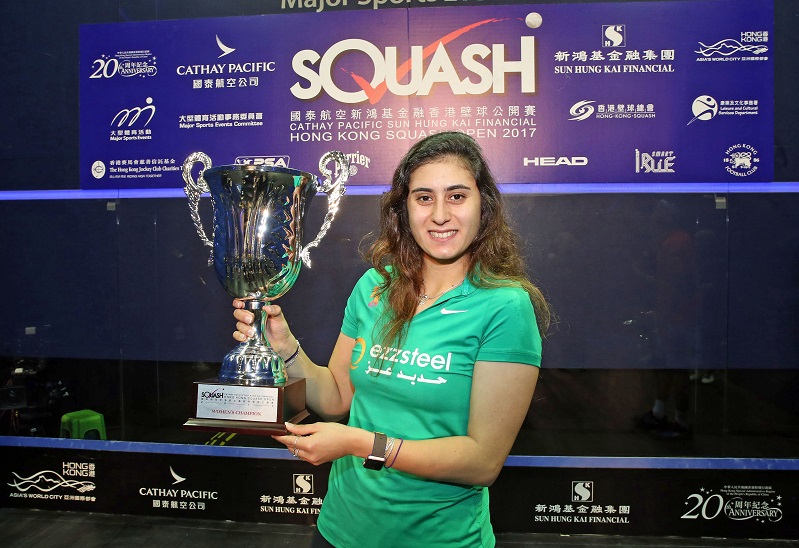 ”نور الشربيني” تشارك في أول بطولة نسائية للإسكواش بالسعودية