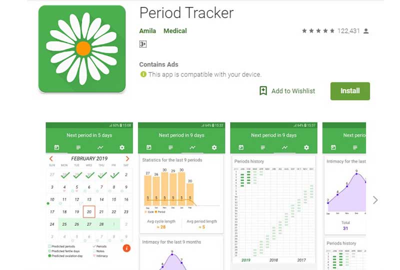 Period Tracker تطبيق أيام التبويض