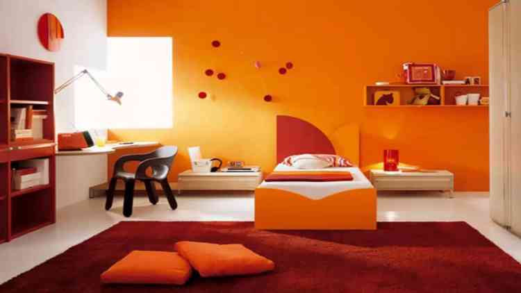 ديكور برتقالي لغرفة نوم الأطفال