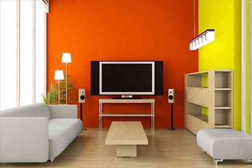 ديكور برتقالي لغرفة المعيشة