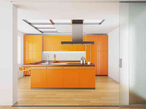 ديكور برتقالي للمطبخ